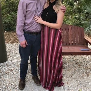 Pleated pink maxi skirt